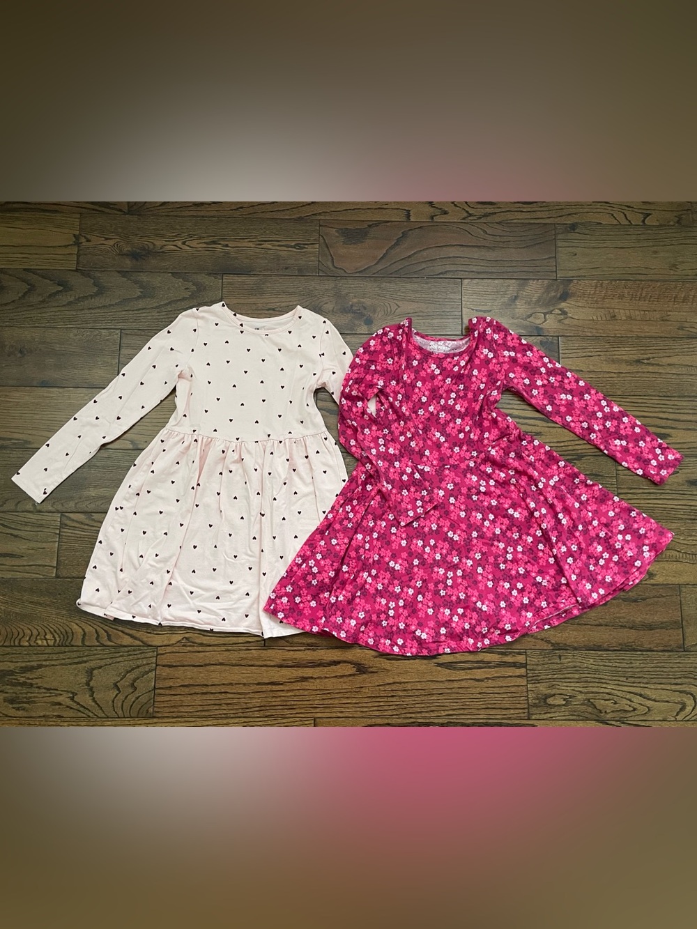 Girls Long-Sleeve Pink & Fuchsia Floral Dress Set